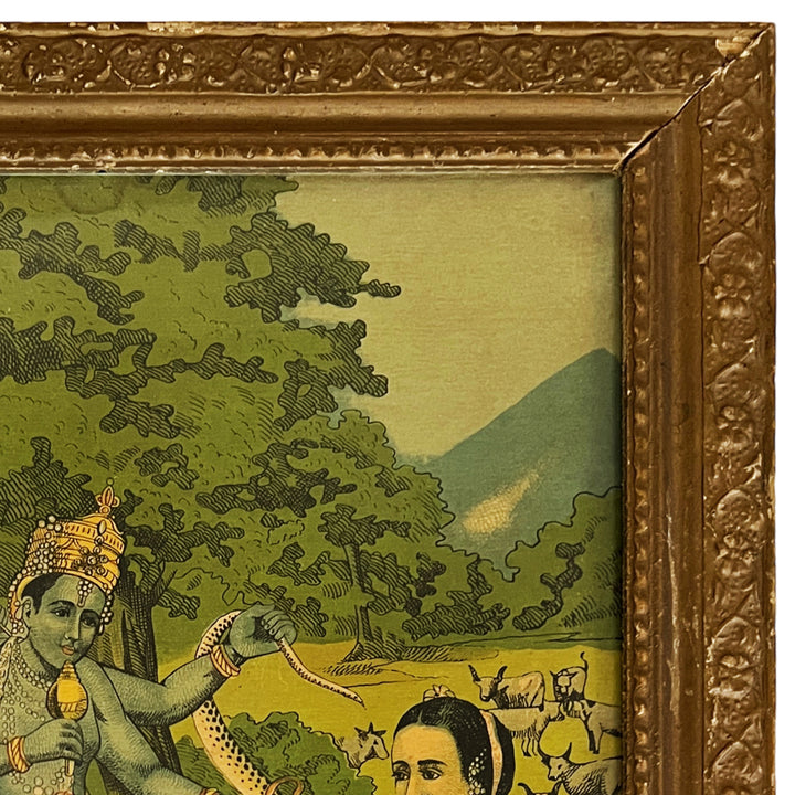 Krishna Subduing Kaliya Lithograph