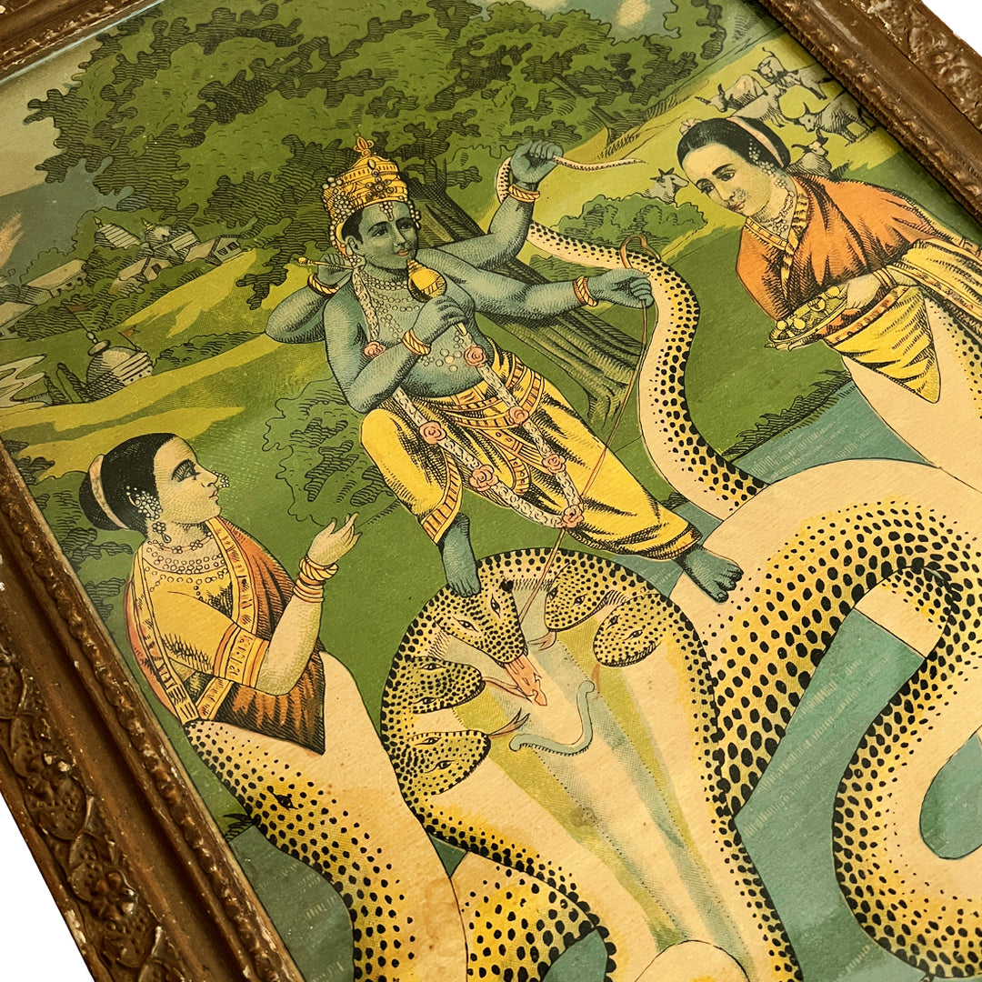 Krishna Subduing Kaliya Lithograph