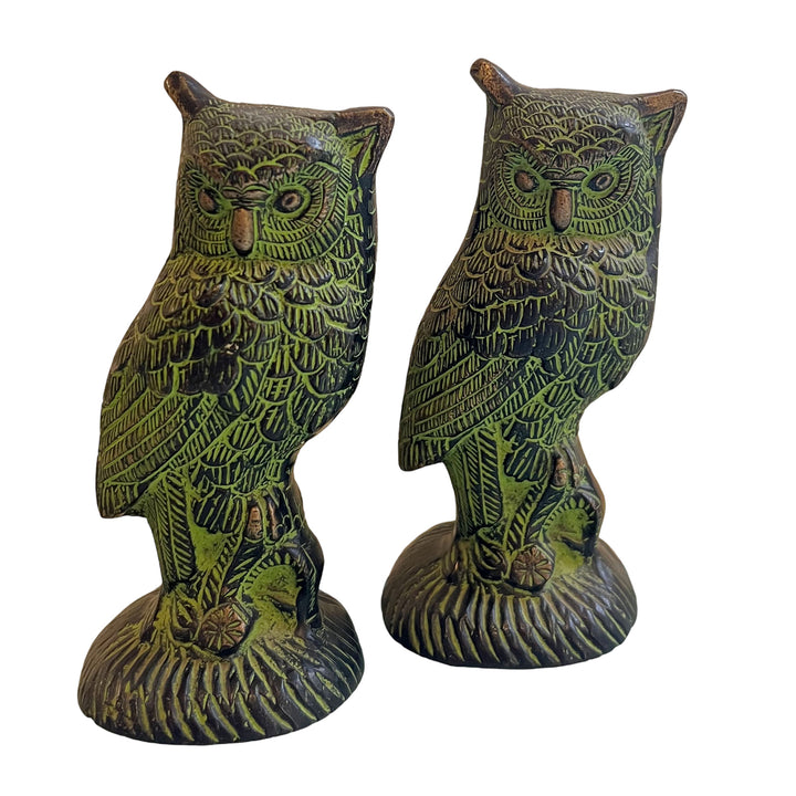 Pair Of Brass Owls