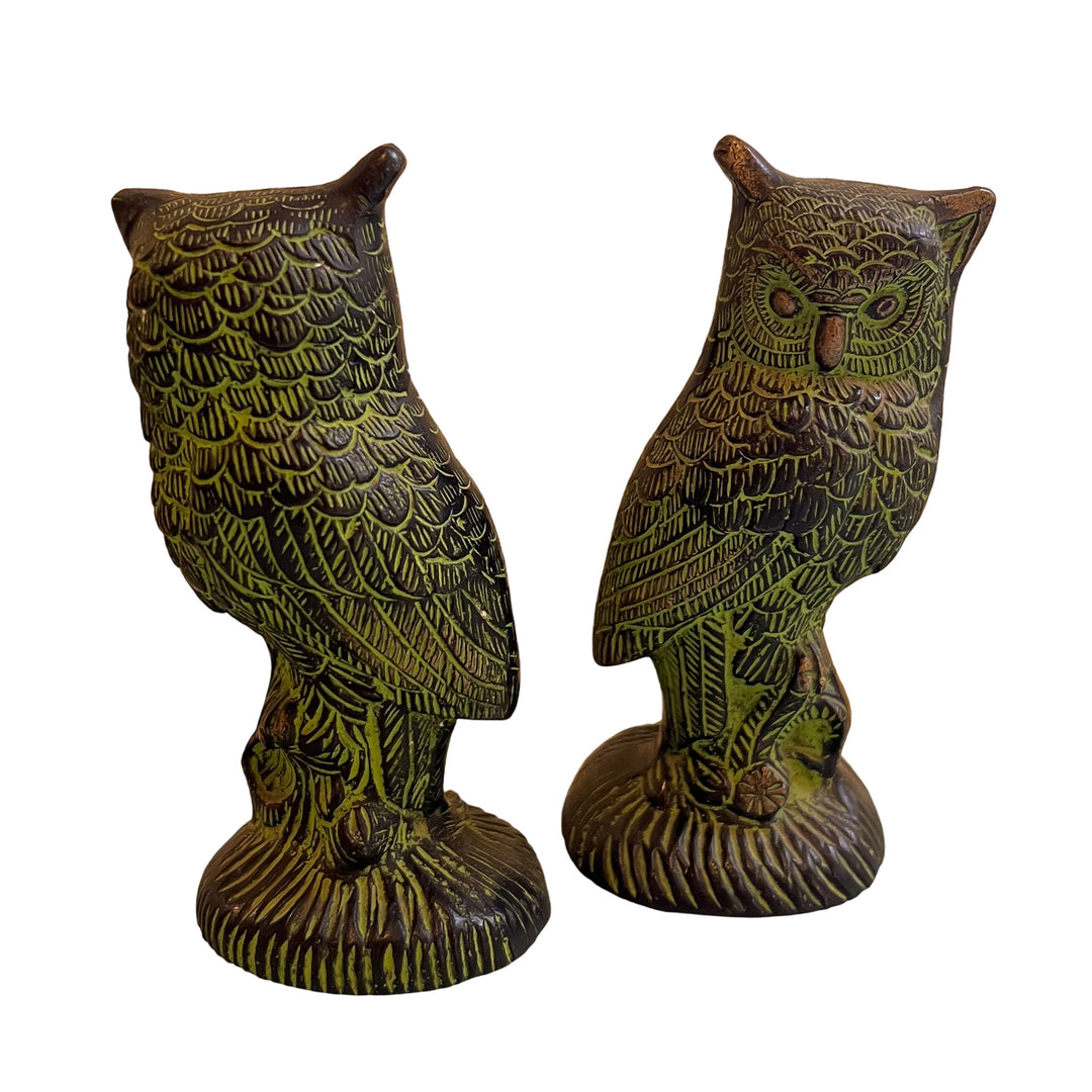 Pair Of Brass Owls