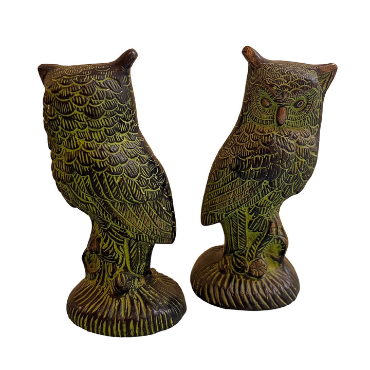 Pair Of Brass Owls