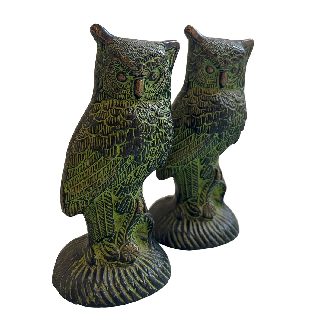 Pair Of Brass Owls