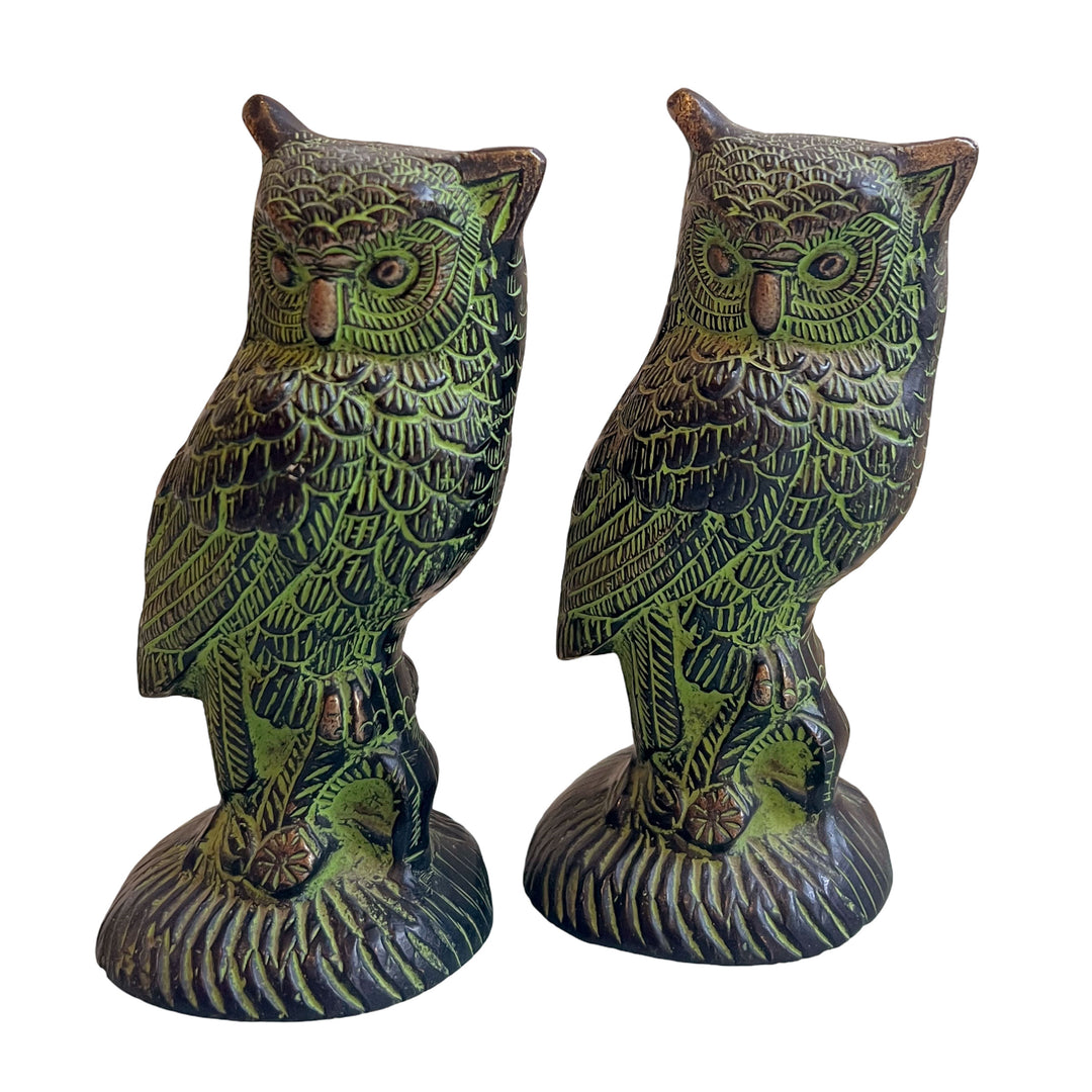 Pair Of Brass Owls