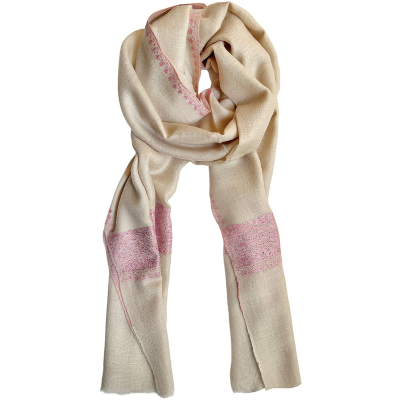 Pashmina Baby Pink Embroidered Stole