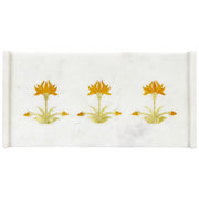 MARBLE INLAY FLOWER SERVING TRAY