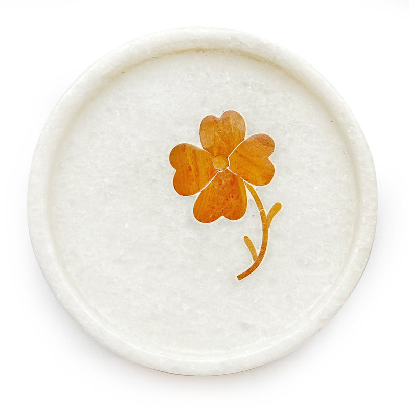 DELARA MARBLE INLAY FLOWER PLATE