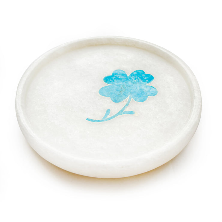 MARBLE INLAY TURQUOISE FLOWER PLATE