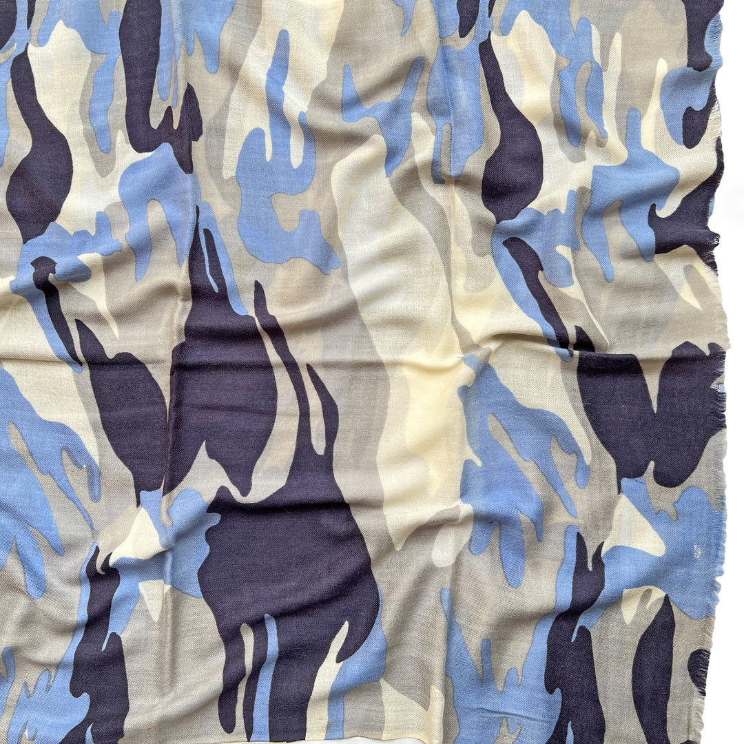 Blue Khaki Printed Stole