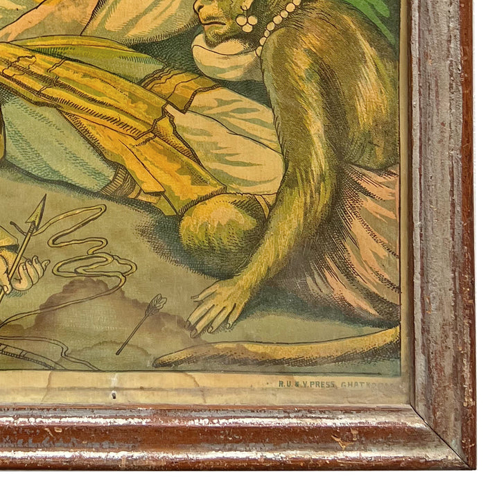 Hanuman Bearing the Sanjeevani Mountain, Oleograph