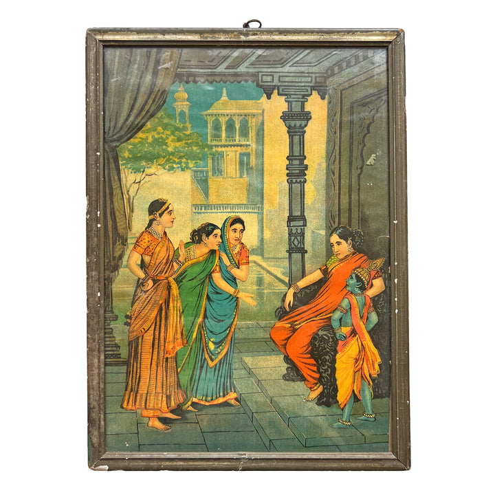 Bala Krishna in a Palace Interior, Oleograph