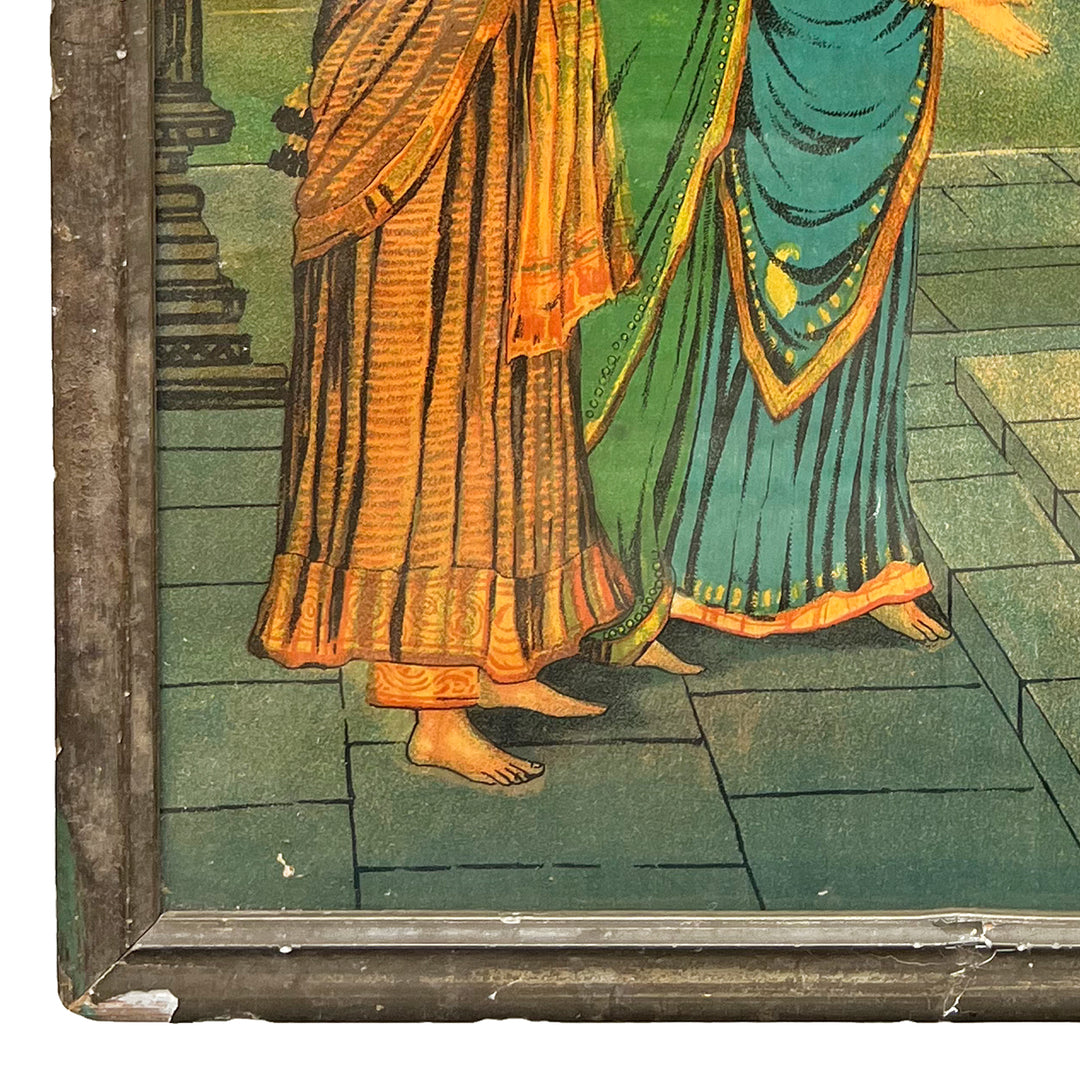 Bala Krishna in a Palace Interior, Oleograph