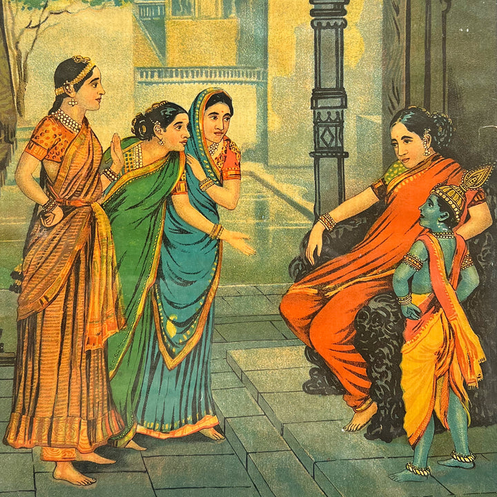 Bala Krishna in a Palace Interior, Oleograph