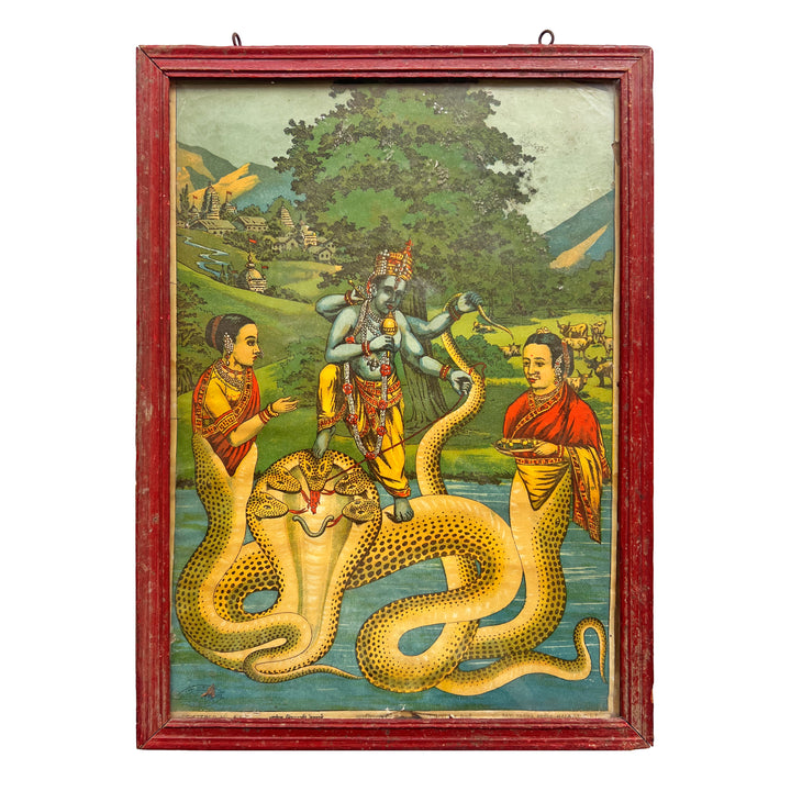 Krishna Subduing Kāliya, Chromolithograph