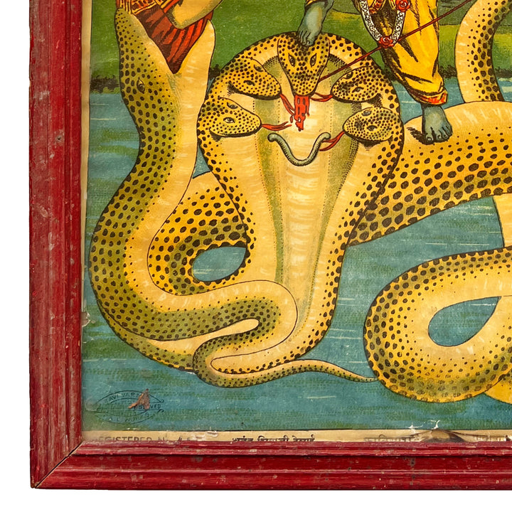 Krishna Subduing Kāliya, Chromolithograph