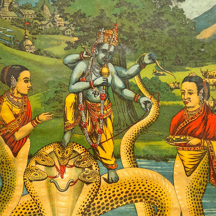 Krishna Subduing Kāliya, Chromolithograph