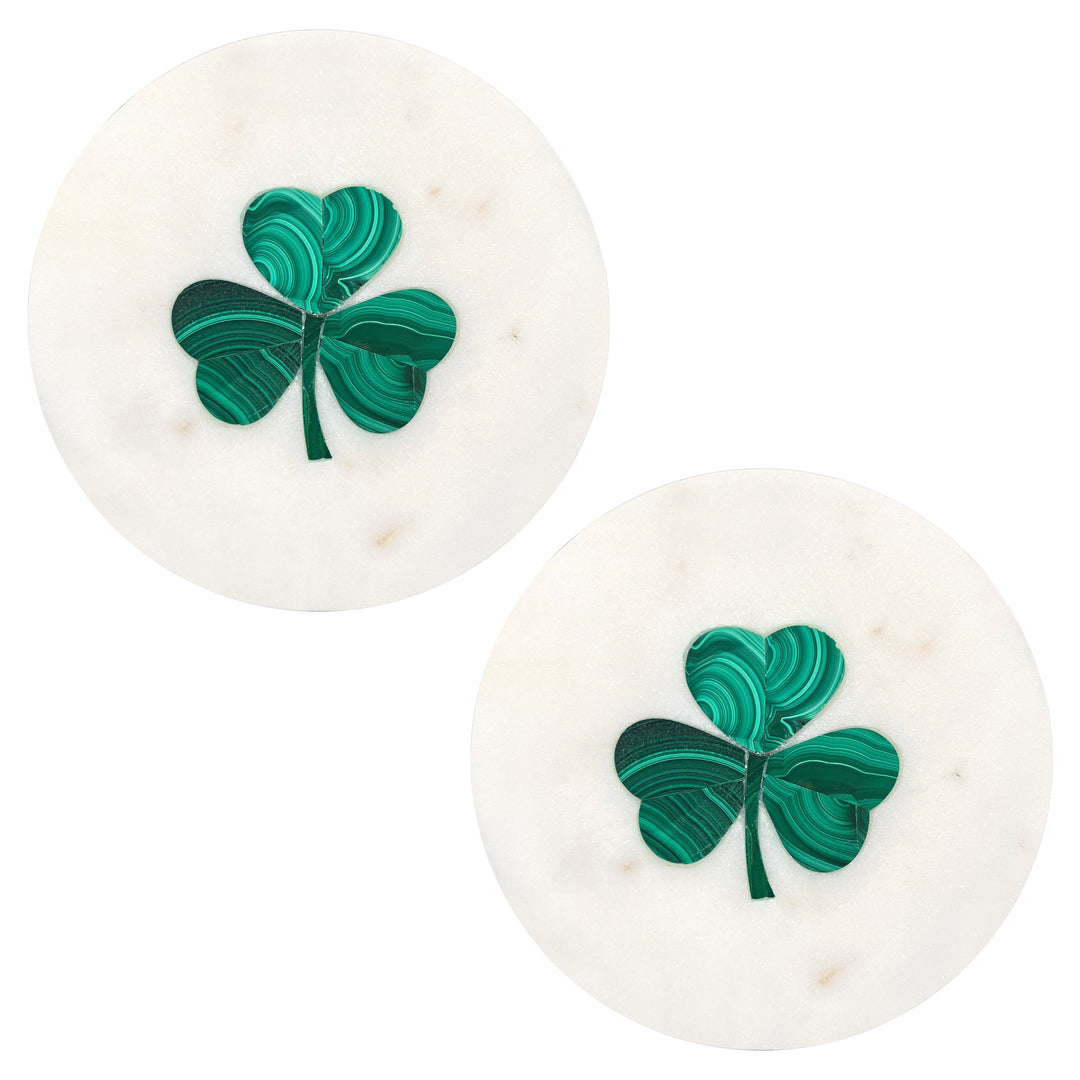 Lucky Shamrock Marble Coasters