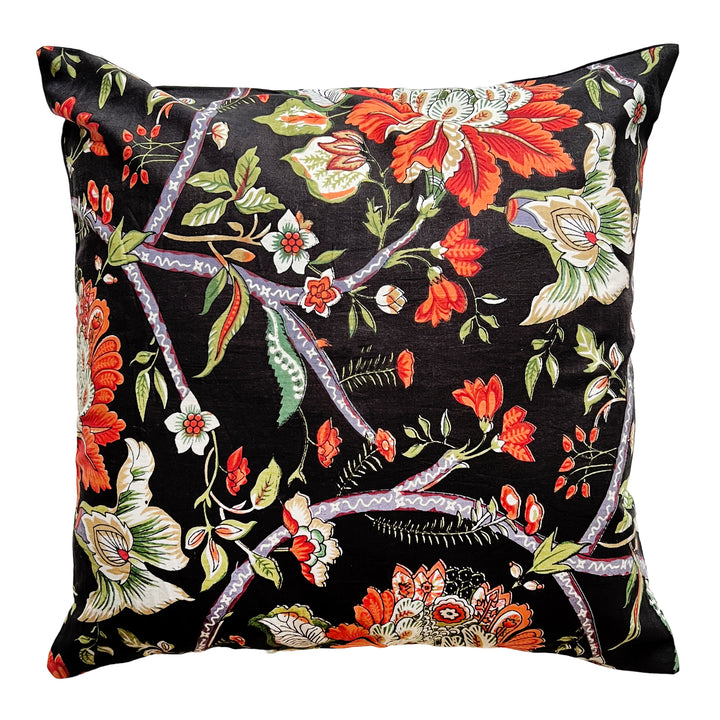 Black Botanical Cushion Cover