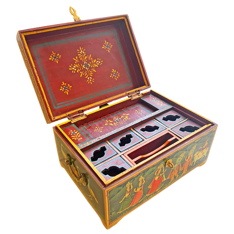 Hand-Painted Rajasthani Jewellery Box - Main Image