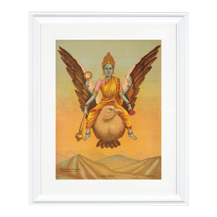 Flight of Wisdom Goddess Sarasvati Art Print