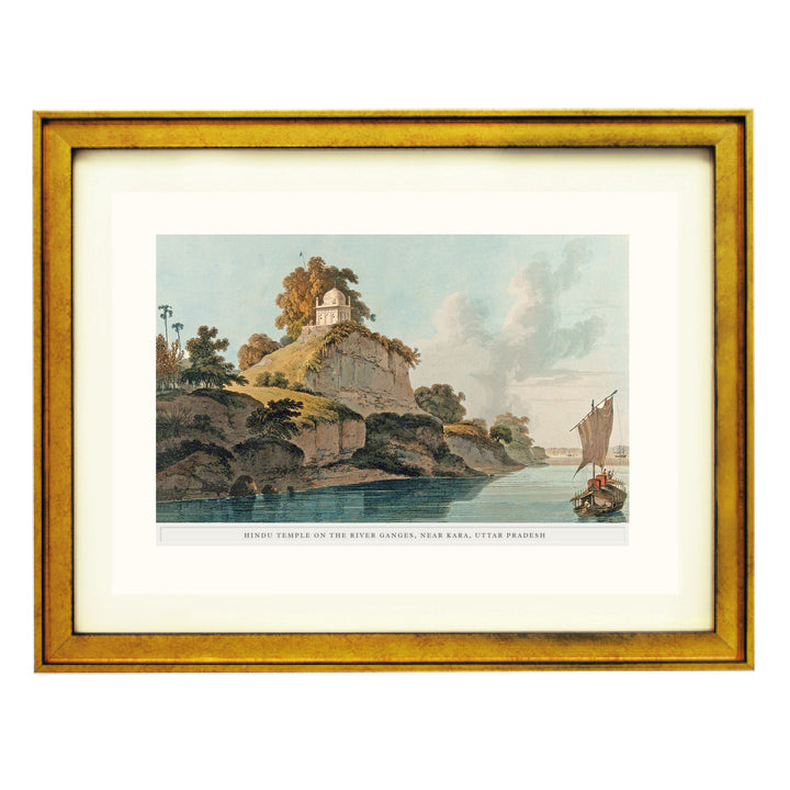 Hindu temple on the river Ganges, Uttar Pradesh Art Print