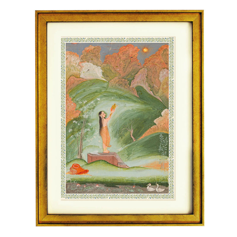 A Girl Worshipping the Rising Sun (Surya Puja) Art Print