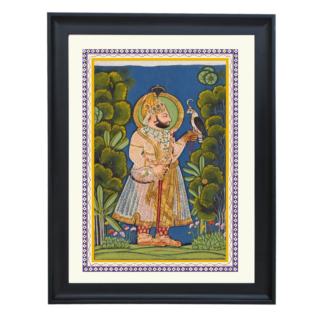 Maharana Jawan Singh of Mewar (r. 1828–38) Holding a Falcon Art Print