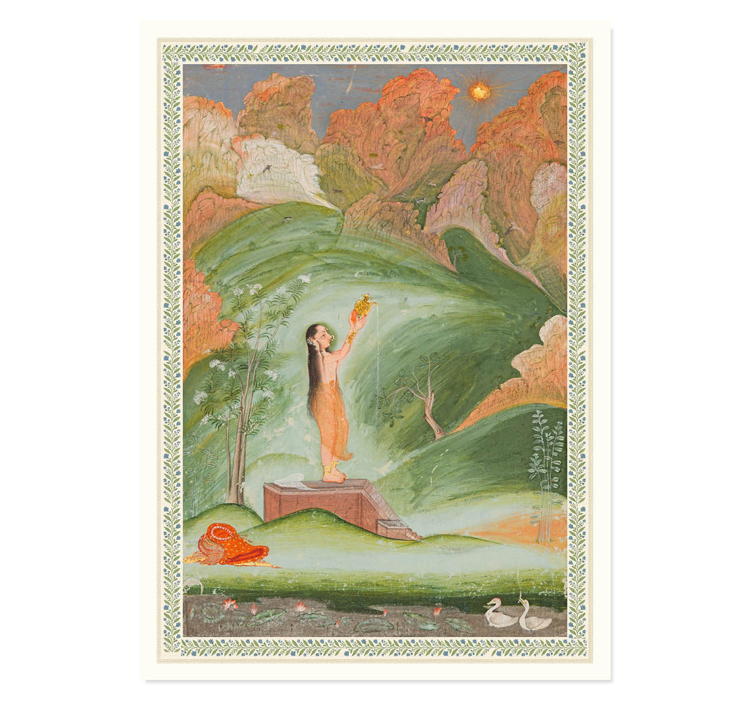 A Girl Worshipping the Rising Sun (Surya Puja) Art Print