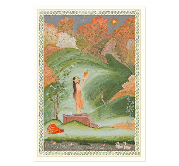 A Girl Worshipping the Rising Sun (Surya Puja) Art Print