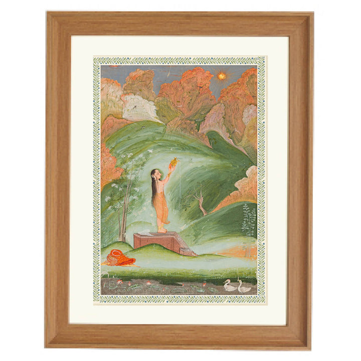 A Girl Worshipping the Rising Sun (Surya Puja) Art Print