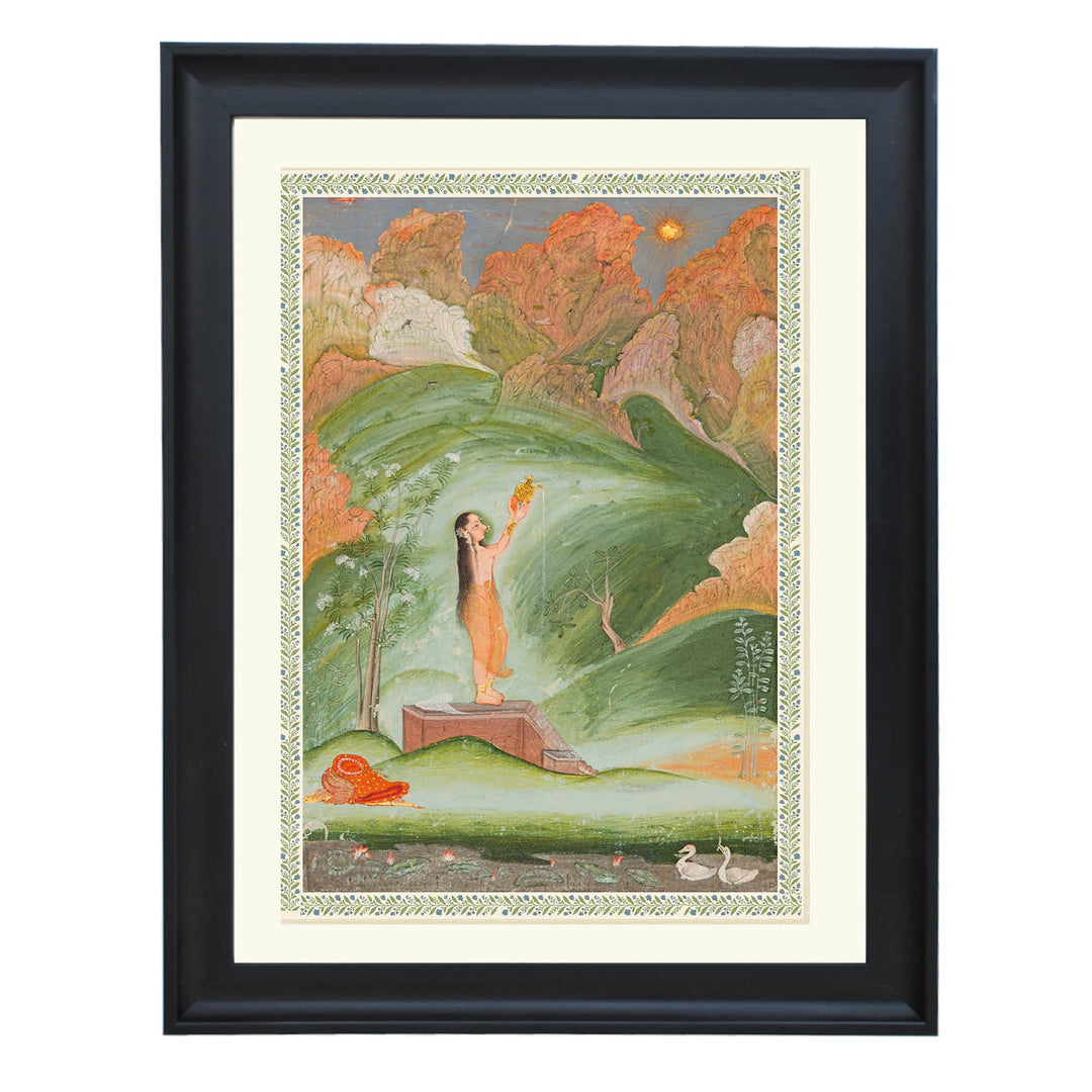 A Girl Worshipping the Rising Sun (Surya Puja) Art Print
