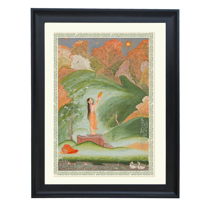 A Girl Worshipping the Rising Sun (Surya Puja) Art Print