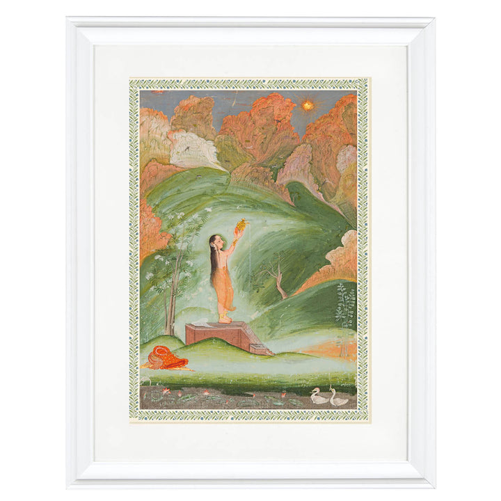A Girl Worshipping the Rising Sun (Surya Puja) Art Print