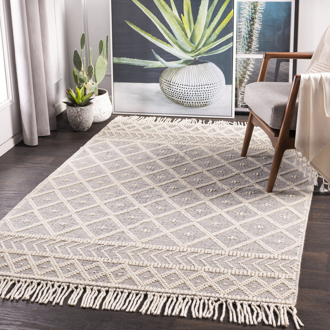 IVORY AND GREY KILIM DHURRIE CUSTOM MADE