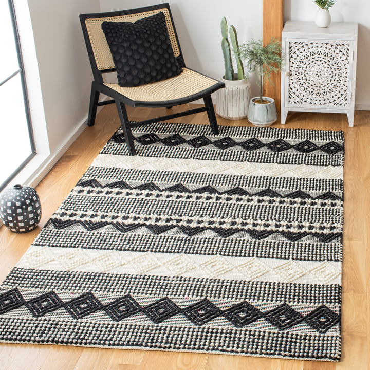 IVORY AND BLACK KILIM DHURRIE CUSTOM MADE