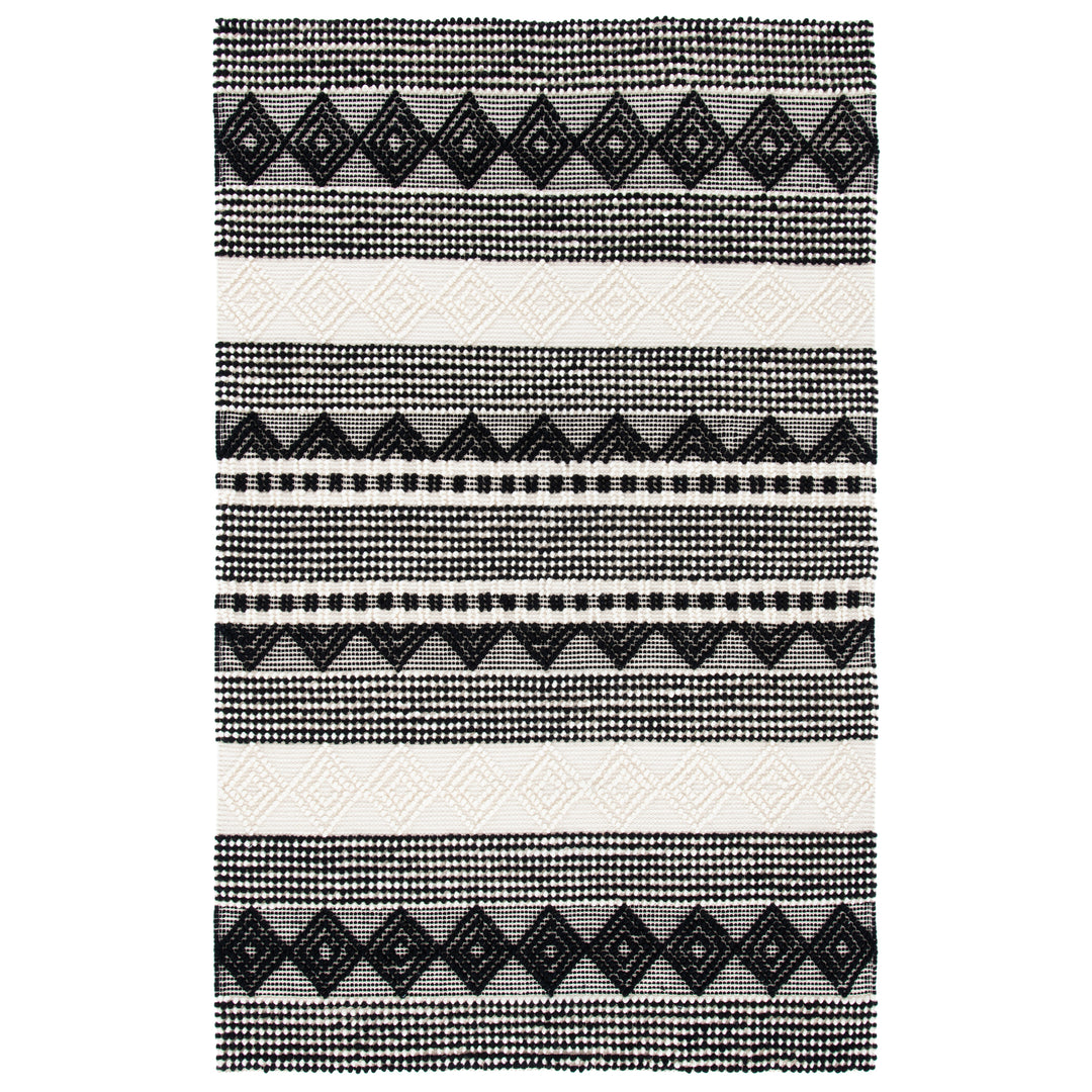 IVORY AND BLACK KILIM DHURRIE CUSTOM MADE