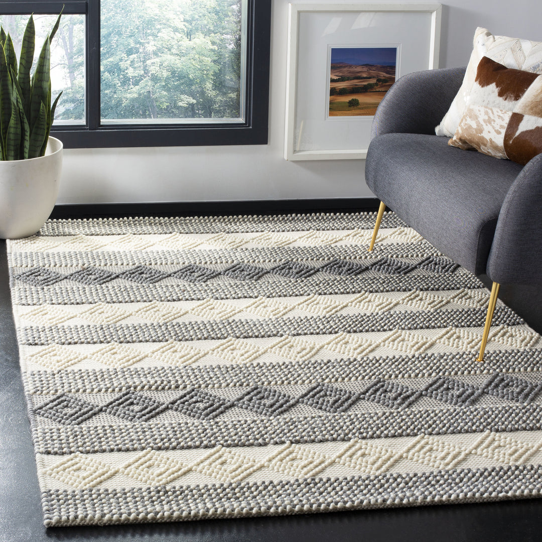 IVORY AND GREY KILIM DHURRIE CUSTOM MADE