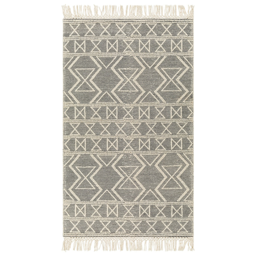 IVORY AND BLACK KILIM DHURRIE CUSTOM MADE