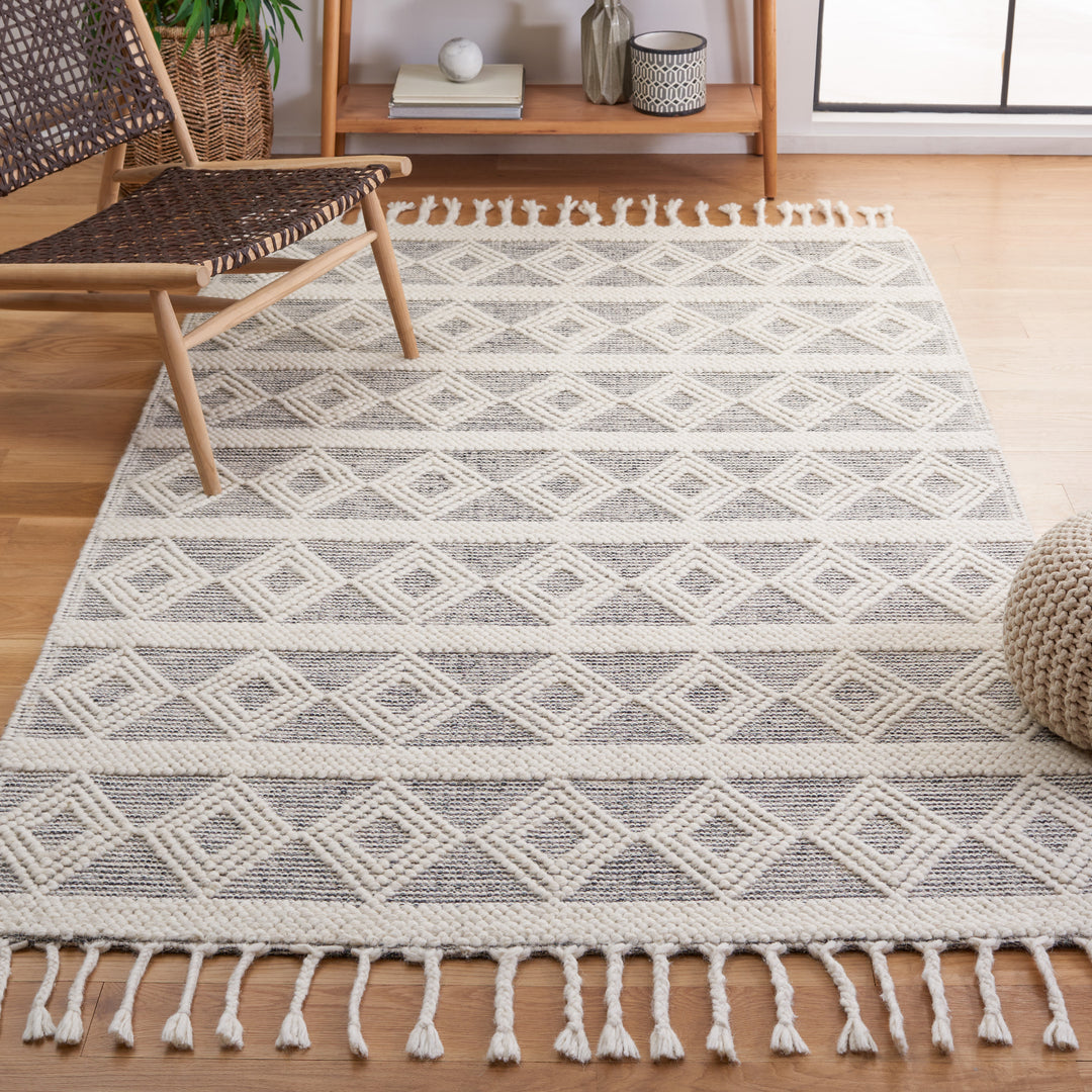 IVORY AND BLACK KILIM DHURRIE CUSTOM MADE