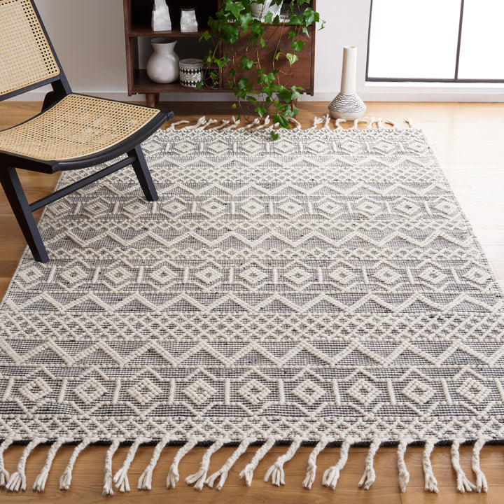 IVORY AND BLACK KILIM DHURRIE CUSTOM MADE