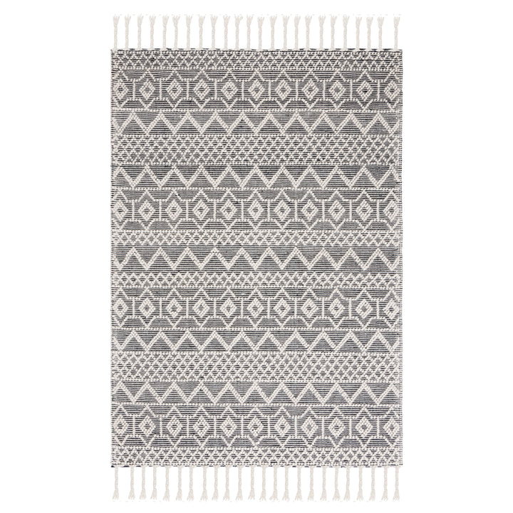 IVORY AND BLACK KILIM DHURRIE CUSTOM MADE