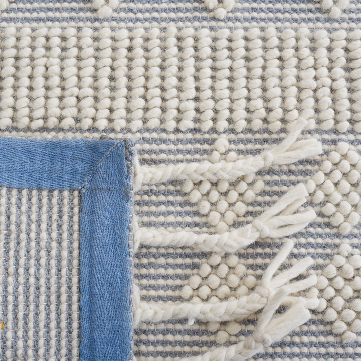 IVORY AND BLUE KILIM DHURRIE CUSTOM MADE