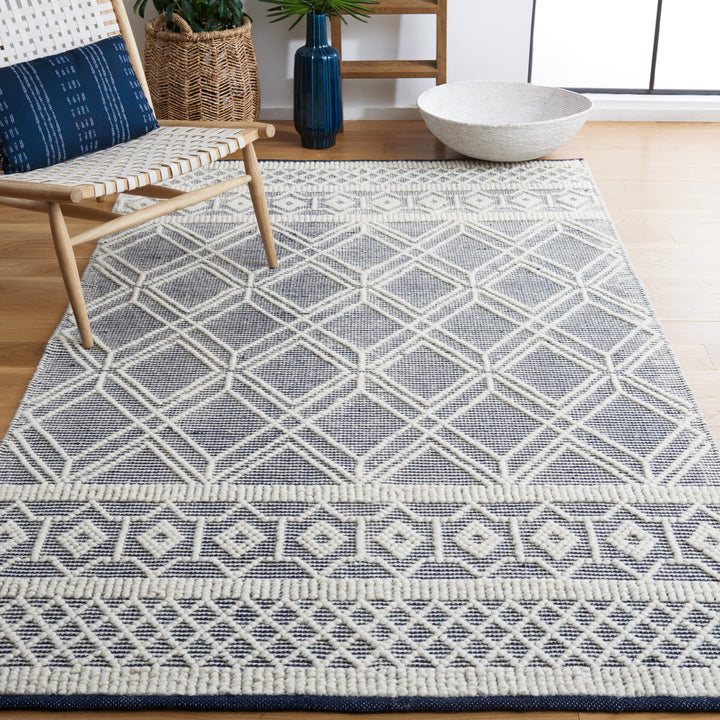 IVORY AND BLUE KILIM DHURRIE CUSTOM MADE