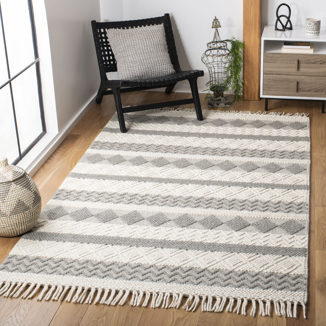 IVORY AND GREY KILIM DHURRIE CUSTOM MADE