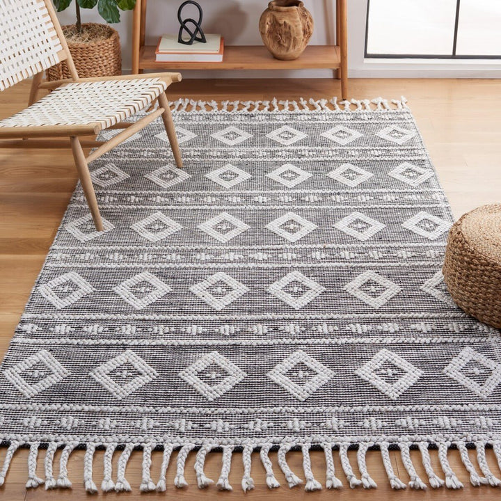 IVORY AND BLACK KILIM DHURRIE CUSTOM MADE