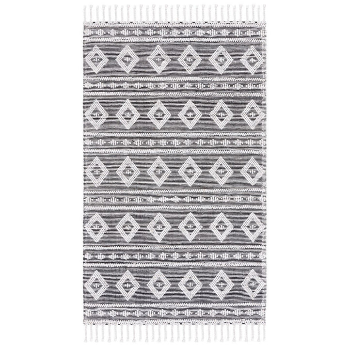 IVORY AND BLACK KILIM DHURRIE CUSTOM MADE