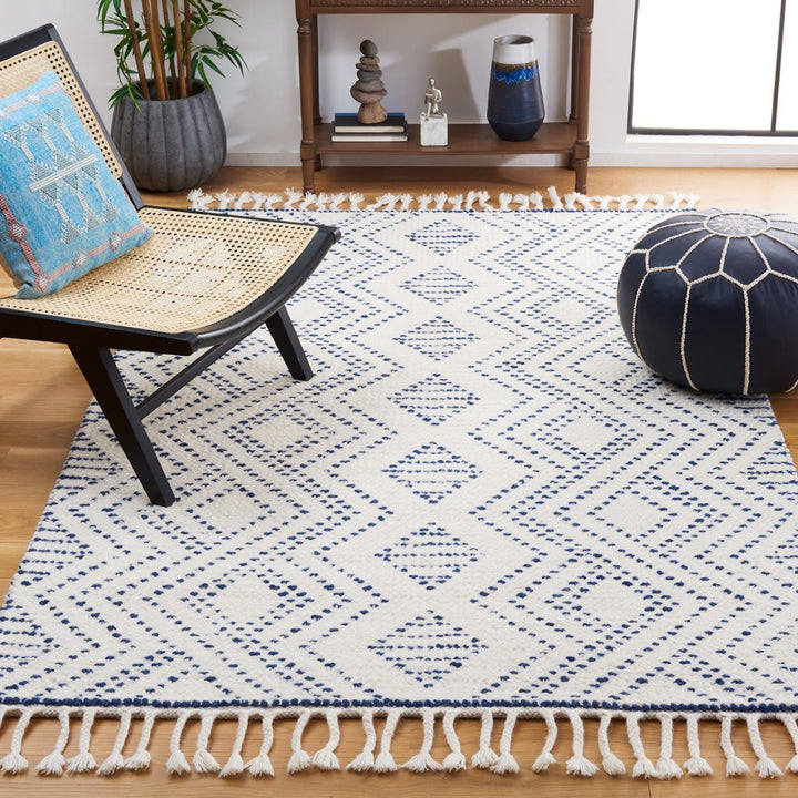 IVORY & BLUE KILIM DHURRIE CUSTOM MADE