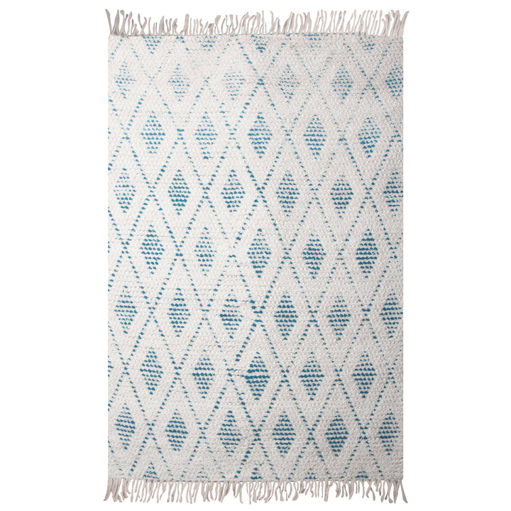 IVORY & BLUE KILIM DHURRIE CUSTOM MADE