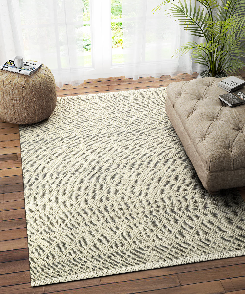 GREY AND IVORY KILIM DHURRIE