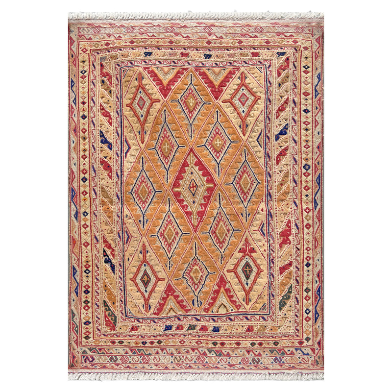 Shindand Rug Gulnaar — vintage Mushwani kilim in amber and madder red – Ikka Dukka ...