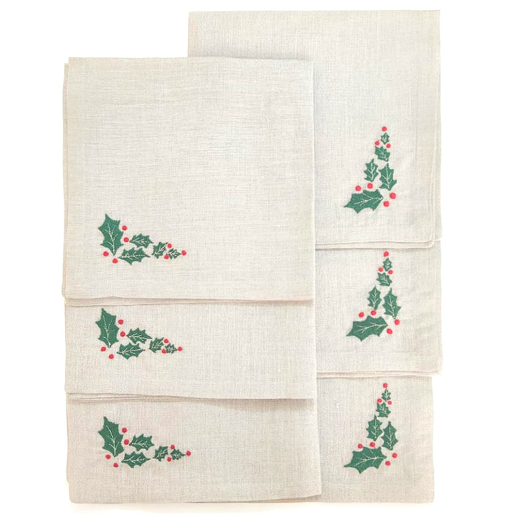 Christmas Dinner Napkins - Holly Leaf